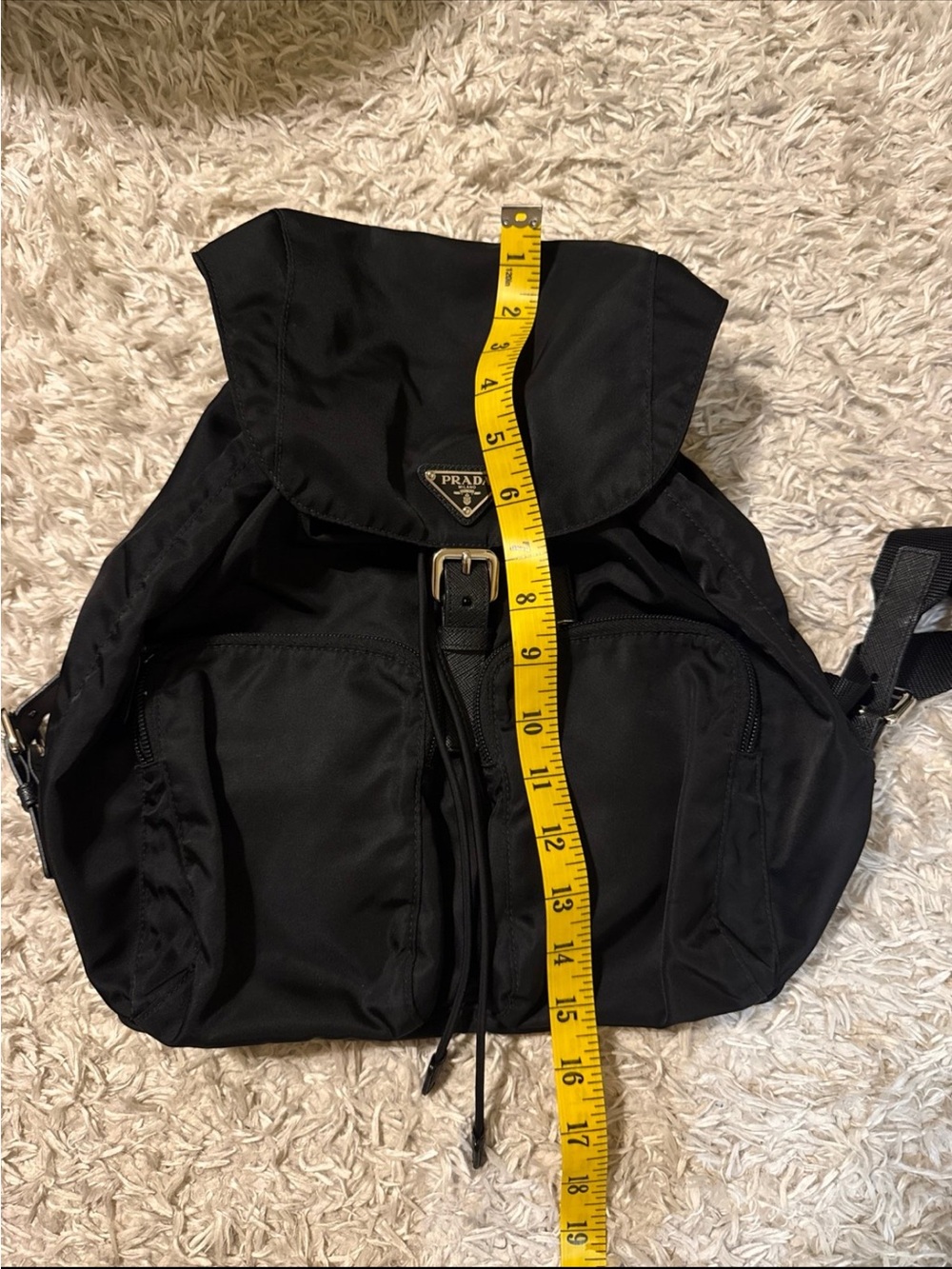 Prada Black Nylon Backpack with Front Pockets - Picture 9 of 10